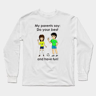 Boy and Girl and Soccer Ball Long Sleeve T-Shirt